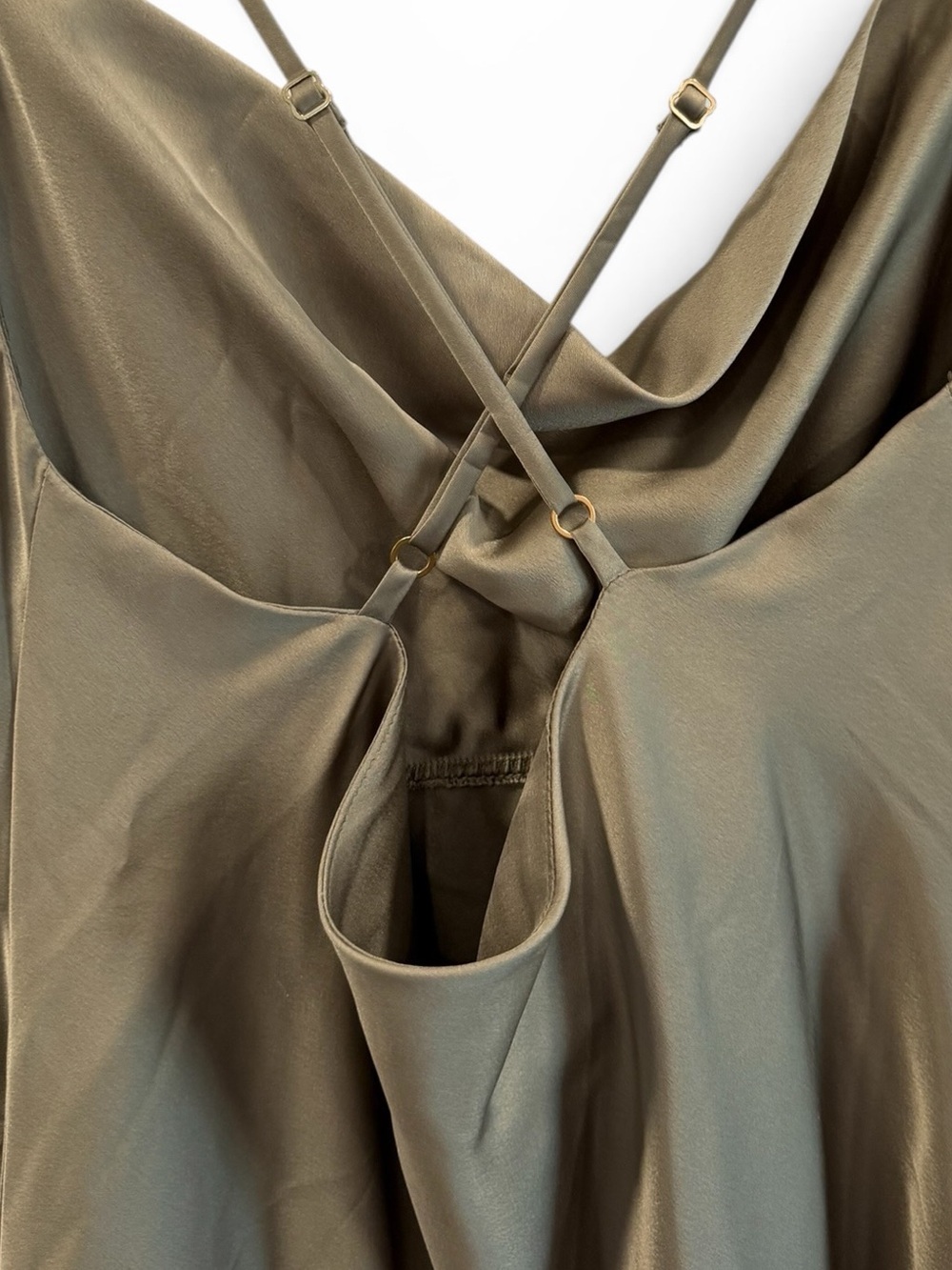 Show Me Your Mumu Verona Cowl Dress Moss Green Luxe Satin Size Small Never Worn - Picture 11 of 14